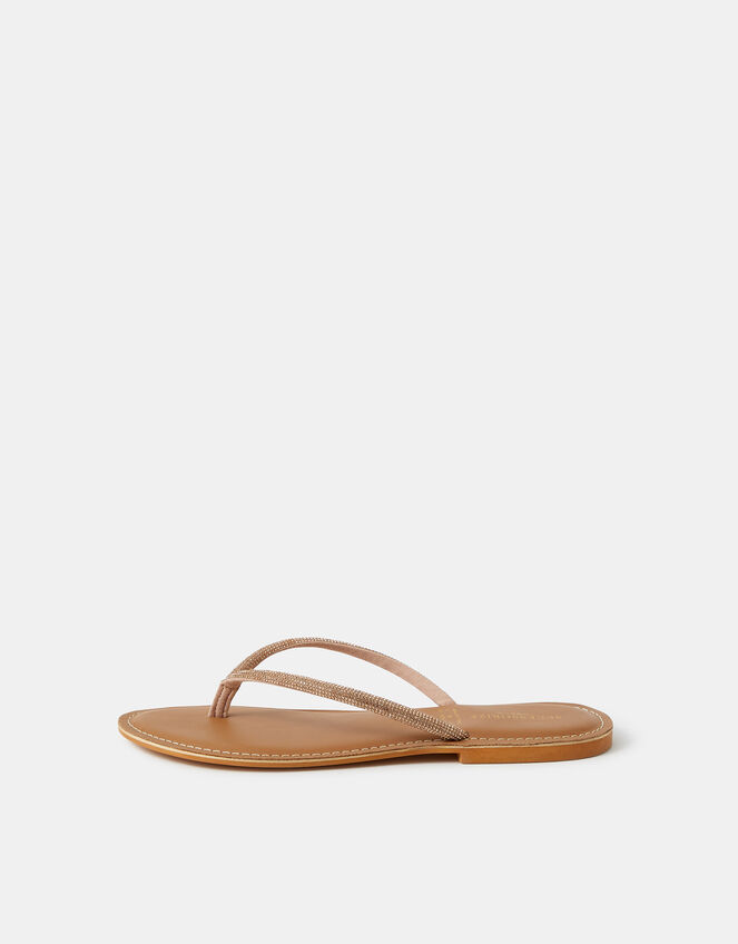 Diamant&eacute; Leather Flip Flops, Gold (ROSE GOLD), large