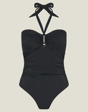 Halter Bandeau Shaping Swimsuit, Black (BLACK), large