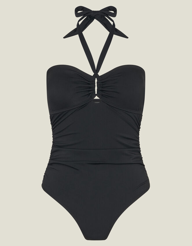 Halter Bandeau Shaping Swimsuit, Black (BLACK), large