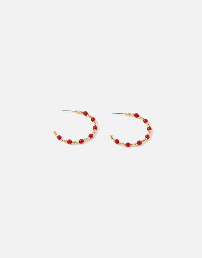 Berry Blush Beaded Hoops, , large