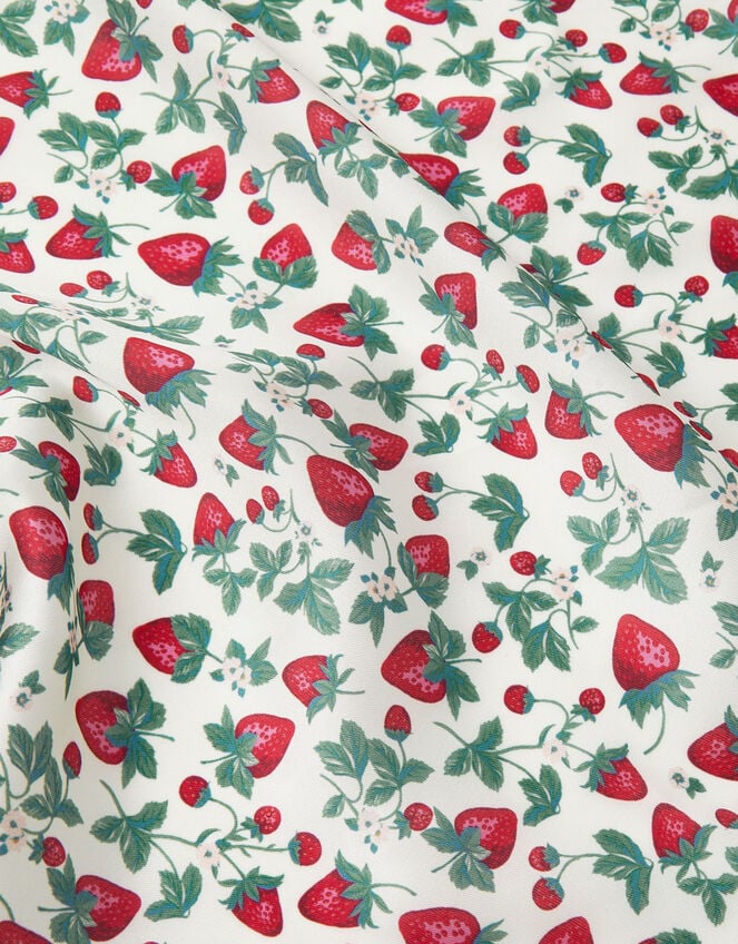 Strawberry Print Square Satin Scarf, , large
