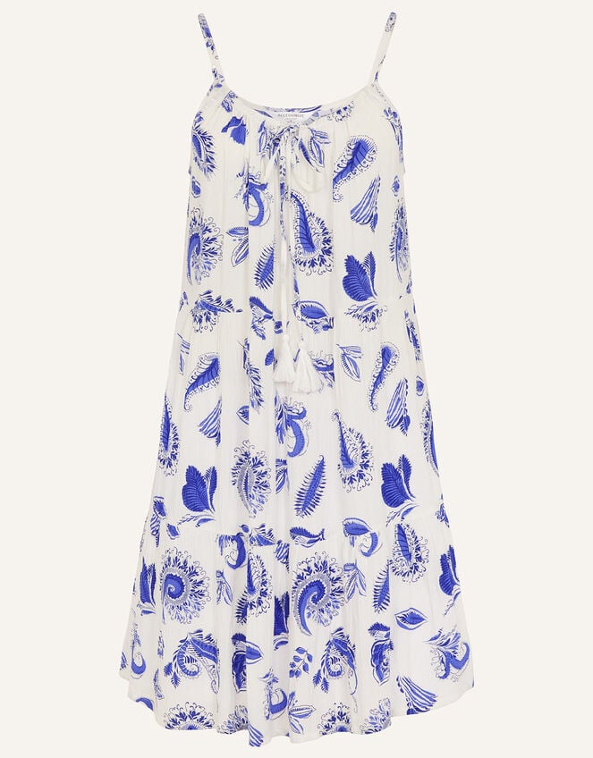 Paisley Mini Dress, White (WHITE), large