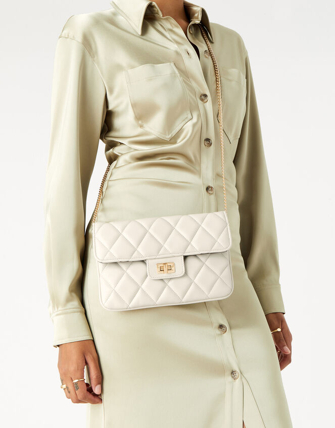 Quilted Clutch Bag, Cream (CREAM), large