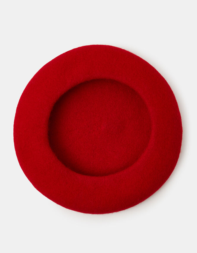 Plain Wool Beret, Red (RED), large