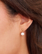 14ct Gold-Plated Pearl Drop Earrings, , large