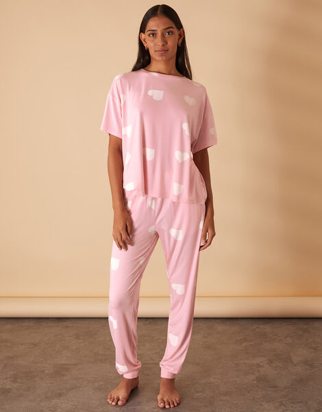 Heart Jersey Pyjama Set Pink, Pink (PINK), large