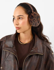 Leopard Print Faux Fur Earmuffs, , large