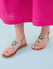 Beaded Leather Sandals , Green (GREEN), large