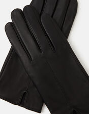 Faux Fur Lined Touchscreen Leather Gloves, Black (BLACK), large