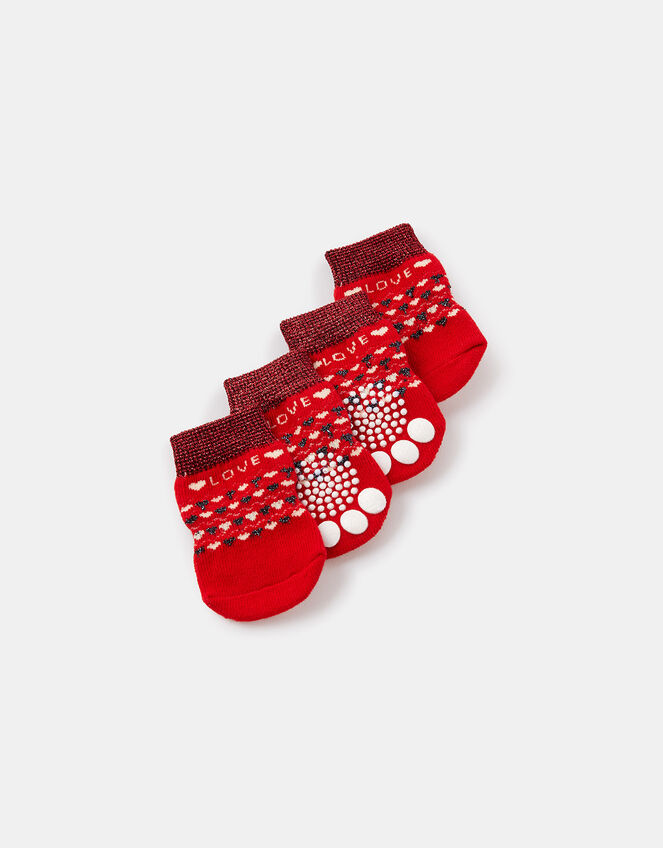 Love Christmas Fair Isle Dog Booties, Red (RED), large