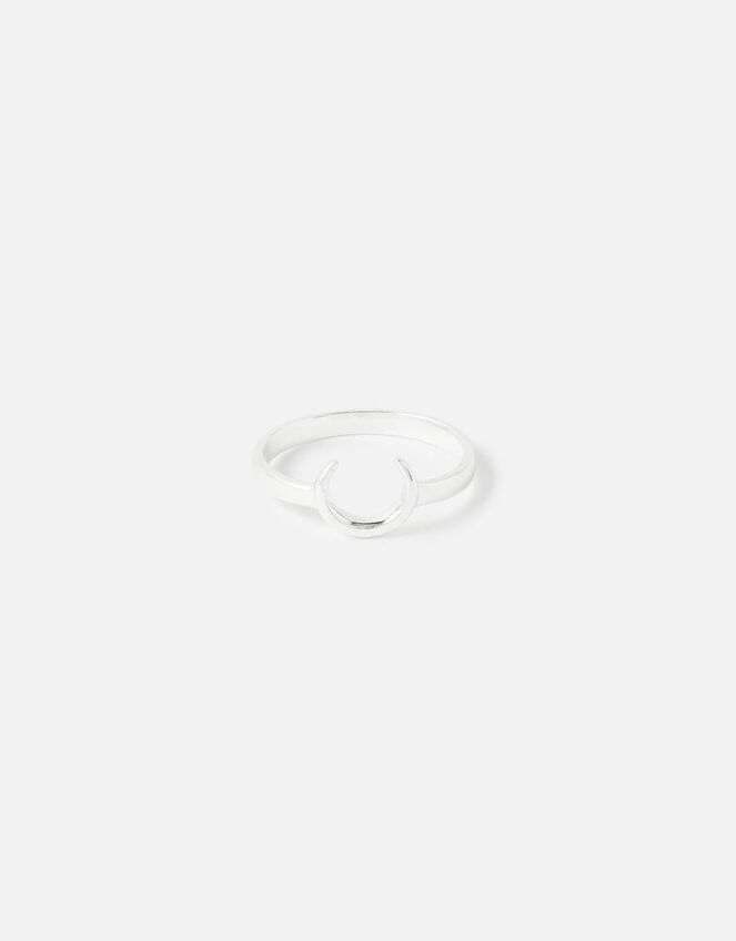 Sterling Silver Horn Ring , Silver (ST SILVER), large