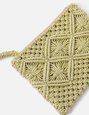 Metallic Macrame Clutch Bag, , large