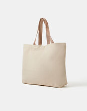 Embroidered Metallic Shopper Bag, , large