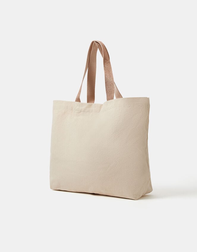 Embroidered Metallic Shopper Bag, , large