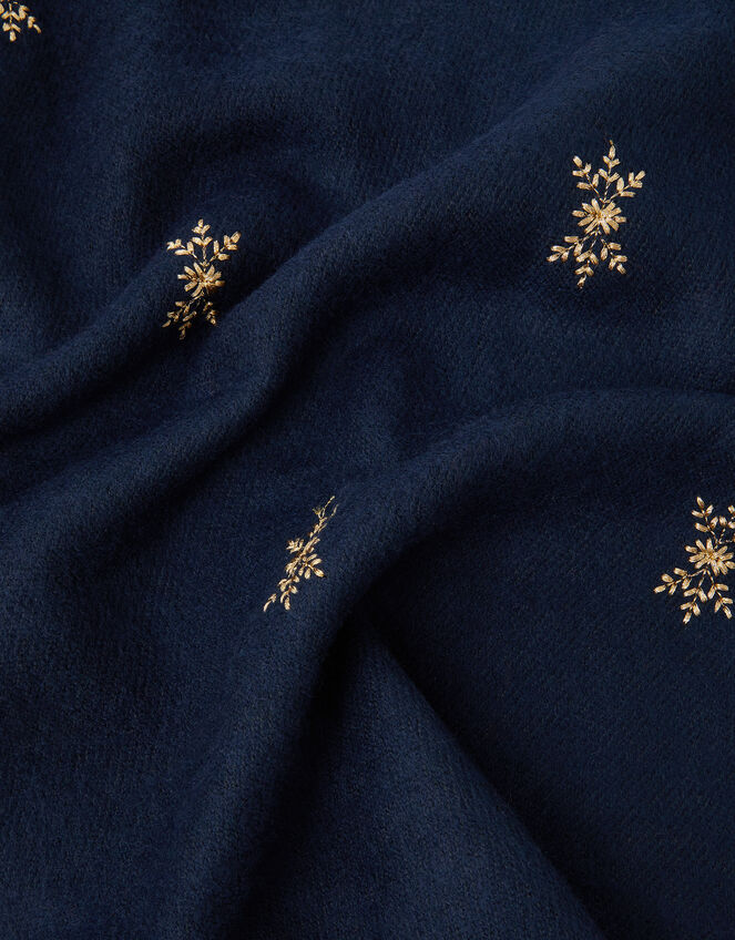 Floral Embroidered Triangle Scarf, , large