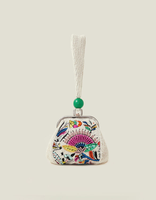 Floral Beaded Duffle Bag, , large