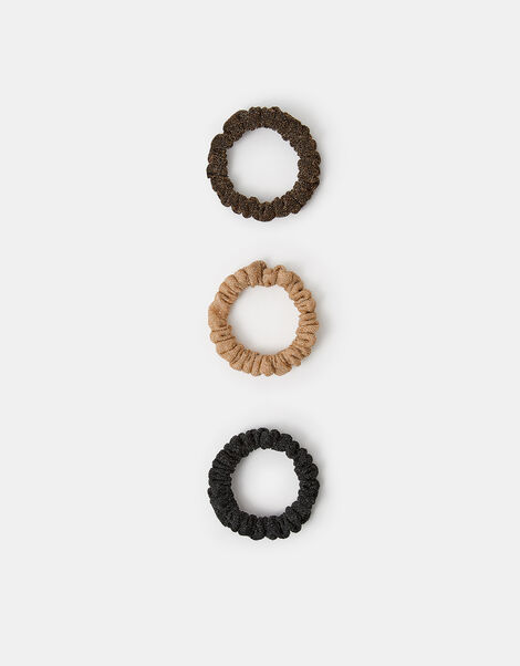 3-Pack Metallic Hair Scrunchies, , large