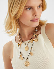 Sea Charm Layered Cord Necklace Gold, , large
