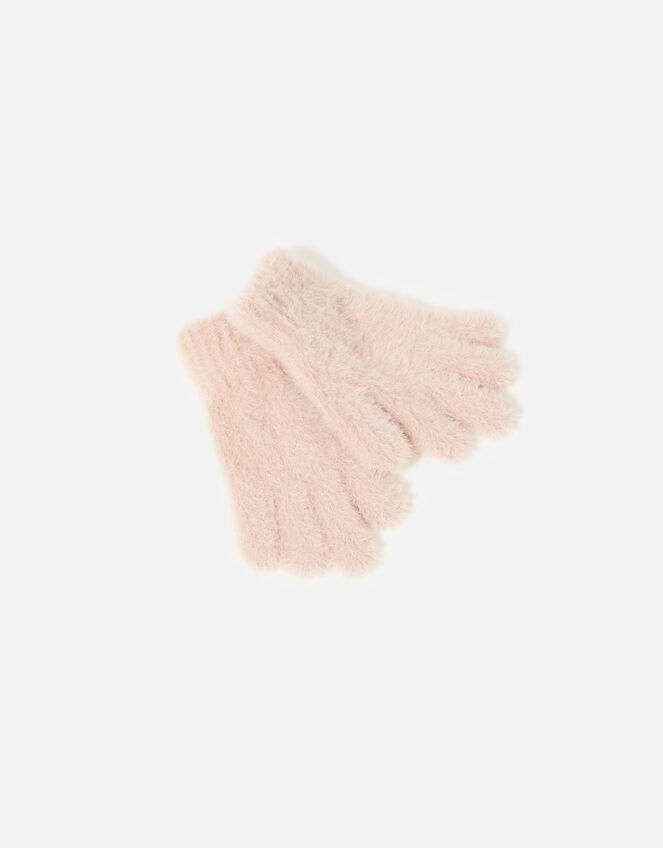 Girls Fluffy Gloves , Pink (PINK), large