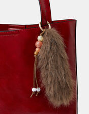 Beaded Faux Fur Bag Charm, , large