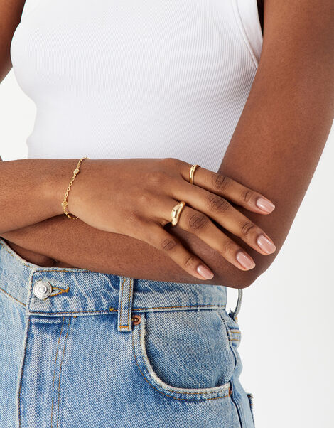 14ct Gold-Plated Smooth Irregular Ring Set of Two, Gold (GOLD), large
