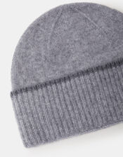 Wool & Cashmere Blend Beanie Hat, Grey (GREY), large