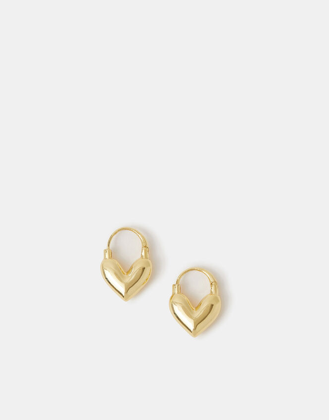 14ct Gold-Plated Bubble Heart Hoop Earrings, , large