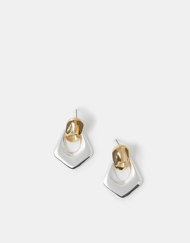 Two-Tone Chunky Doorknocker Earrings, , large