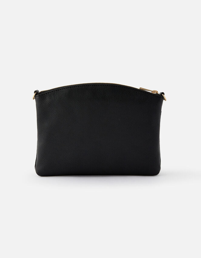 Darcey Leather Double Zip Cross-Body Bag, Black (BLACK), large
