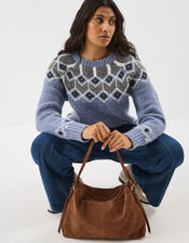 Double Strap Suede Shoulder Bag, , large