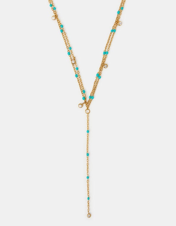 Stainless Steel Bead Layered Lariat Necklace, , large