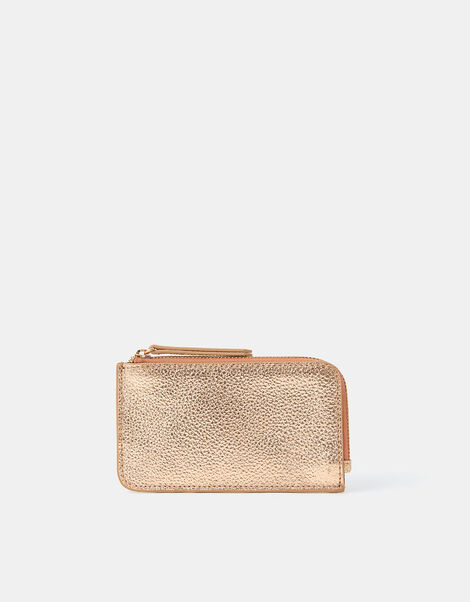 Leather Metallic Card Holder, , large