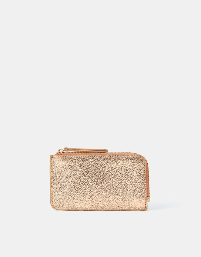 Leather Metallic Card Holder, , large