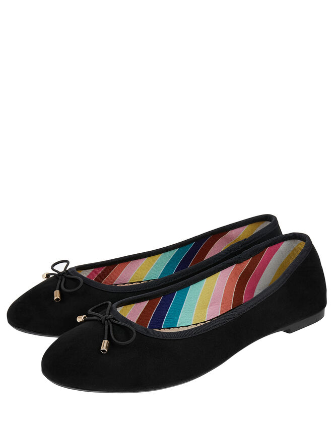 Ballerina Flats with Rainbow Lining, Black (BLACK), large