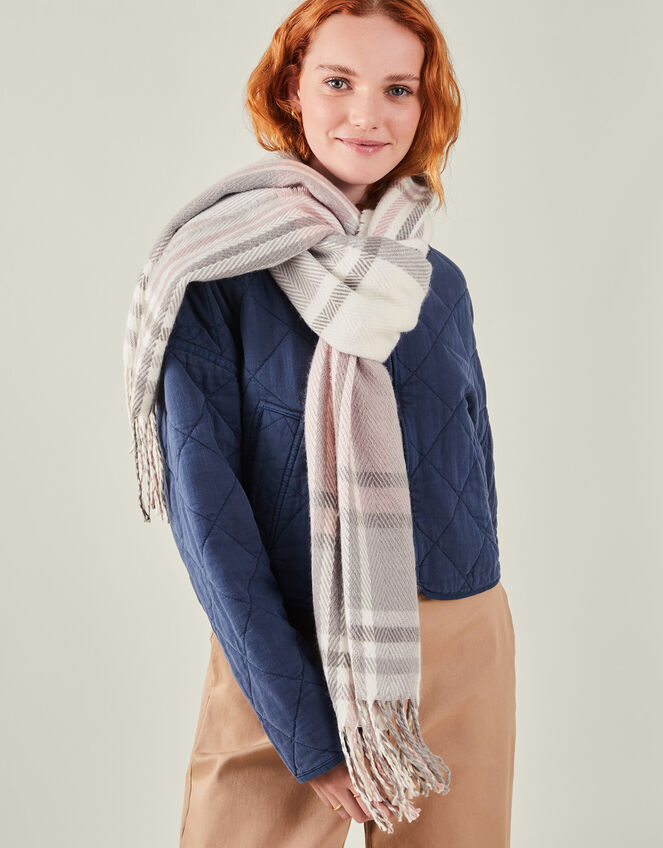 Pastel Check Blanket Scarf, , large