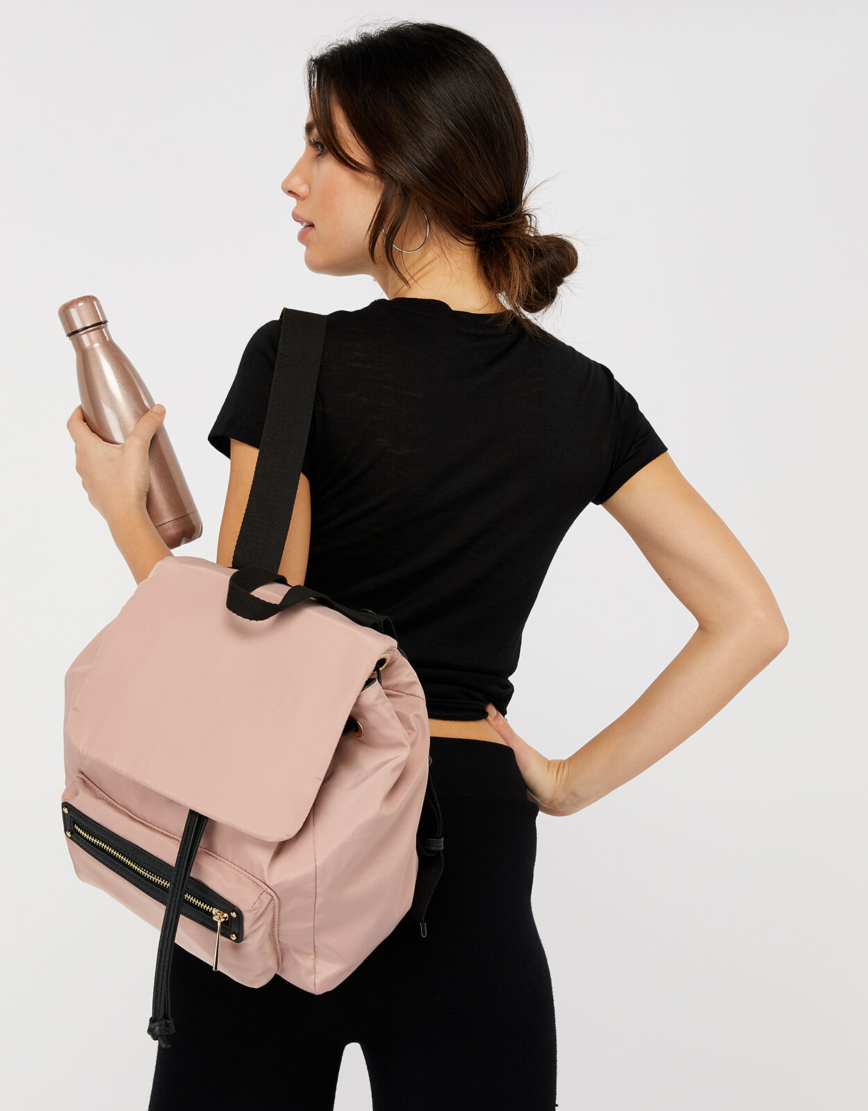 Pink nylon shop backpack