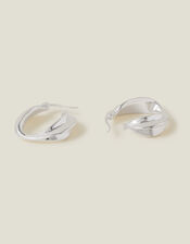 Sterling Silver-Plated Twist Hoops, , large