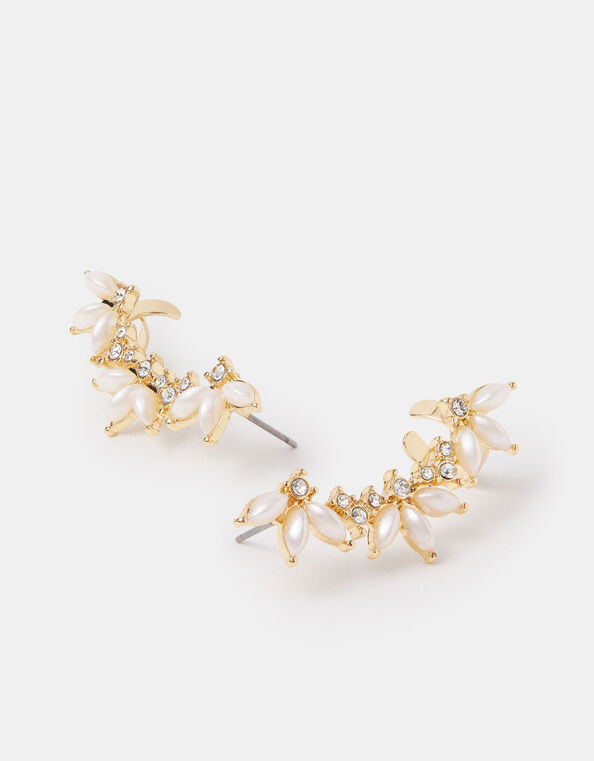 Pearl Petal Climber Earrings, , large