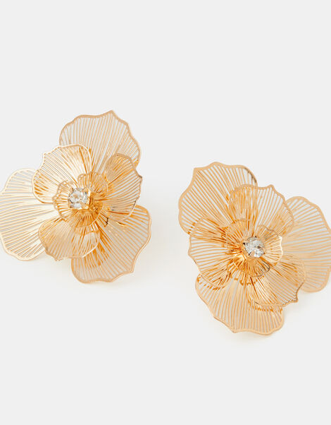 Filigree Flower Stud Earrings, , large