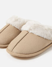 Suedette Mule Slippers, Tan (TAN), large