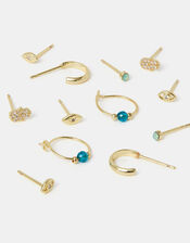 6-Pack 14ct Gold-Plated Stud & Hoop Earrings, , large