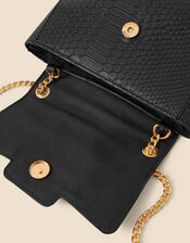 Faux Croc Snaffle Detail Cross-Body Bag, Black (BLACK), large