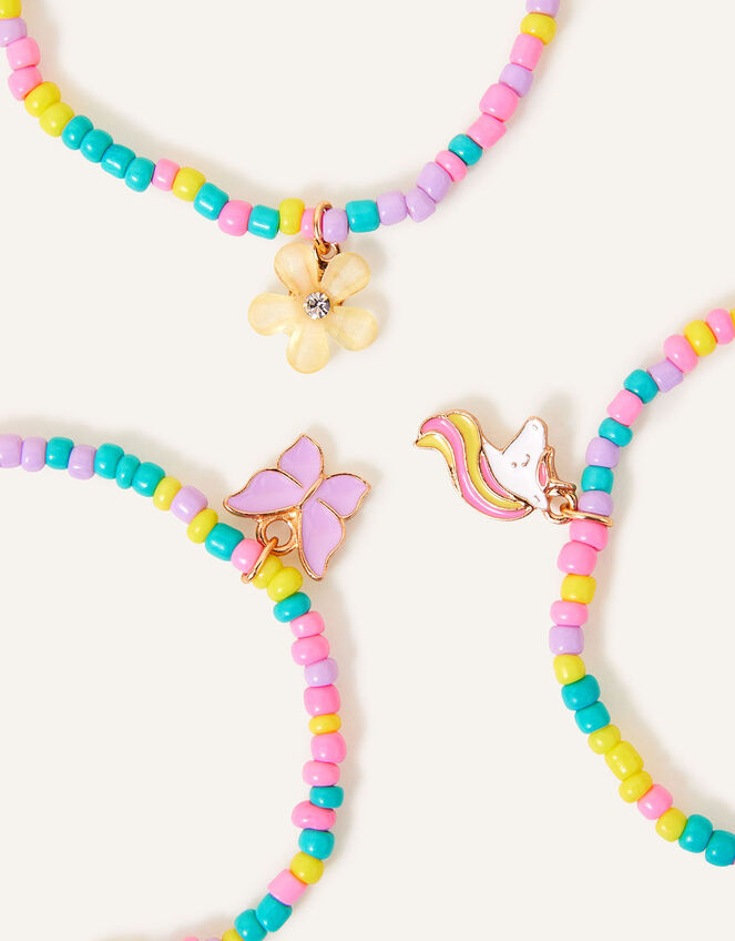 Girls Beaded Charm Bracelets Set of Three, , large