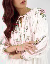 Floral Embroidered Maxi Dress, Ivory (IVORY), large