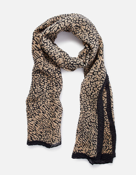 Lilly Leopard Pleat Scarf, , large