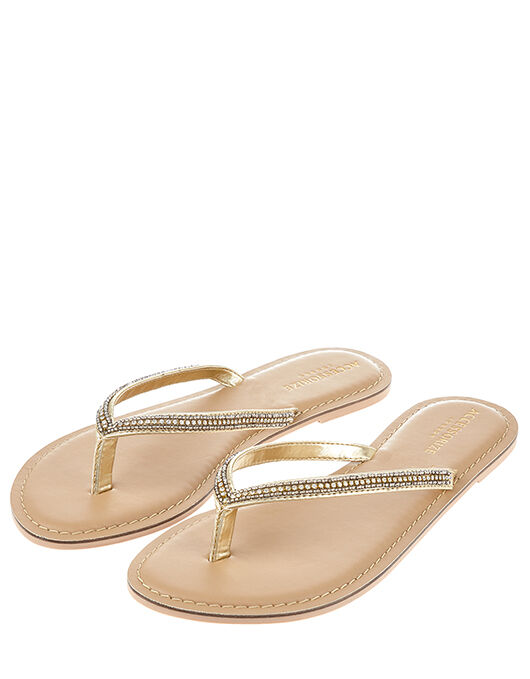 Gold diamante flip flops on sale