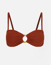 Texture Ring Bandeau Bikini Top, Orange (RUST), large