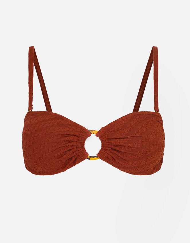Texture Ring Bandeau Bikini Top, Orange (RUST), large