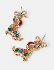 Christmas Sausage Dog Drop Earrings, , large
