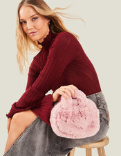 Faux Fur Handheld Cross-Body Bag, Pink (PALE PINK), large